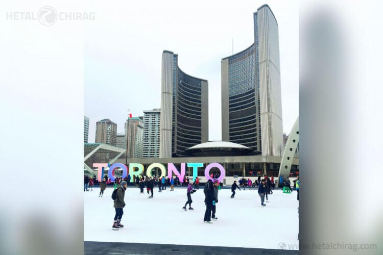 Toronto's iconic ice rink at Nathan Phillips Square Hetal Chirag